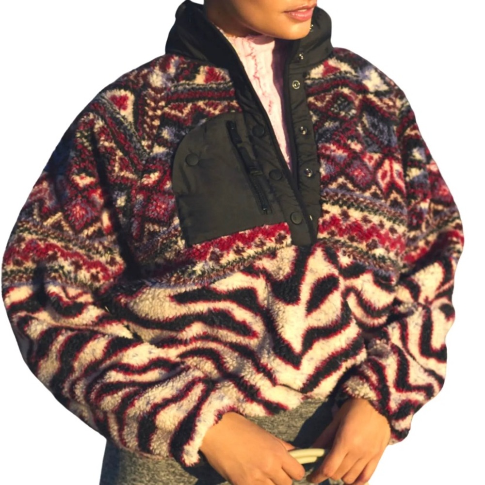 FREE PEOPLE FP MOVEMENT ROCKY RIDGE HIT THE SLOPES FLEECE PULLOVER